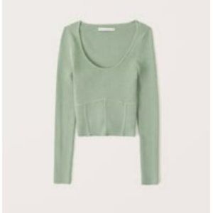 Abercrombie Ribbed Slim Corset Scoop Neck Sweater